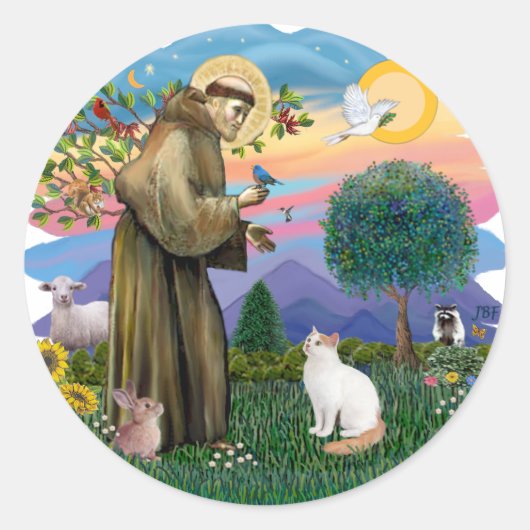Saint Francis - Turkey Van cat Ronde Sticker (Voorkant)