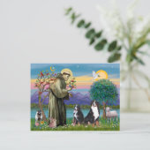Saint Francis - Two Bernese Mountain Dogs Briefkaart (Staand voorkant)
