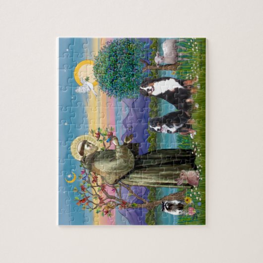 Saint Francis - Two Bernese Mountain Dogs Legpuzzel (Verticaal)