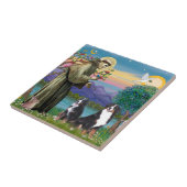 Saint Francis - Two Bernese Mountain Dogs Tegeltje (Zijkant)