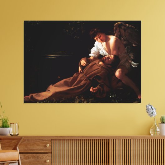 Saint Francis van Assisi in Ecstasy door Caravaggi Canvas Afdruk (Insitu (Woonkamer))