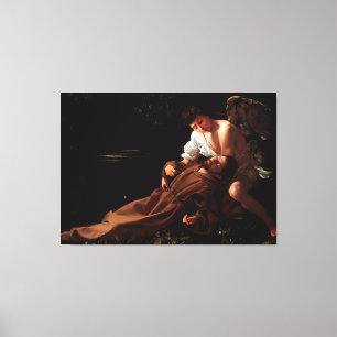 Saint Francis van Assisi in Ecstasy door Caravaggi Canvas Afdruk