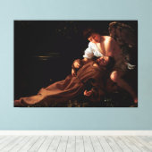 Saint Francis van Assisi in Ecstasy door Caravaggi Canvas Afdruk (Insitu (Houten vloer))
