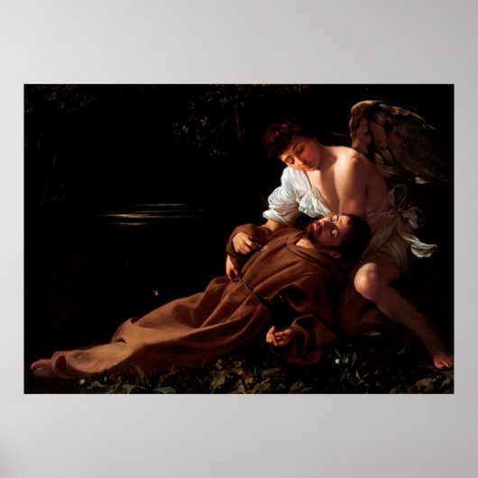 Saint Francis van Assisi in Ecstasy door Caravaggi Poster (Voorkant)