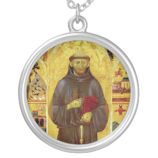 Saint Francis van Assisi Medieval Iconography Zilver Vergulden Ketting