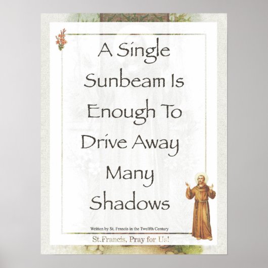 Saint Francis van Assisi Sunbeam PRAYER Poster (Voorkant)