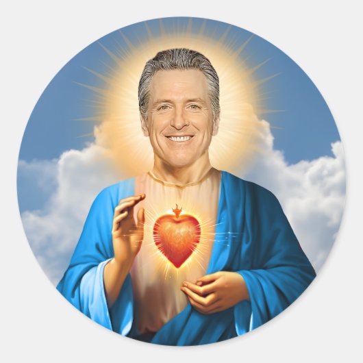 Saint Gavin Newsom Gebedskaars Ronde Sticker (Voorkant)