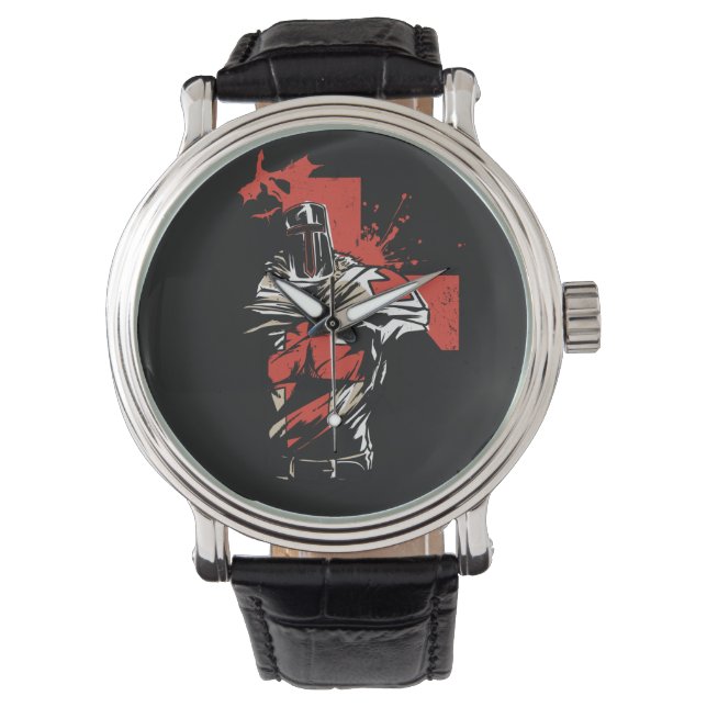Saint George Christelijk Crusader Rode Kruis Horloge (Voorkant)