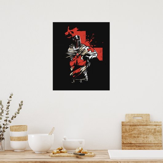 Saint George Christelijk Crusader Rode Kruis Poster (Keuken)