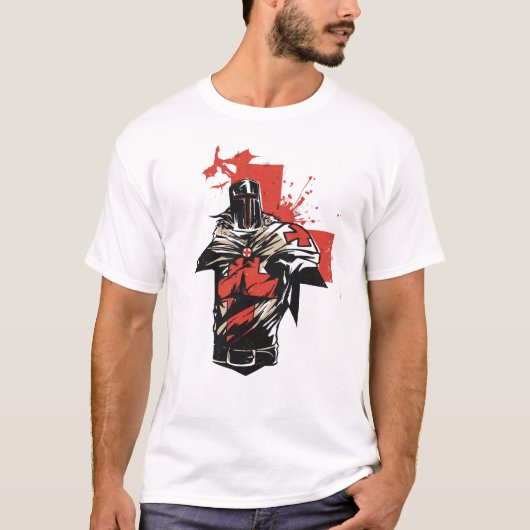 Saint George Christelijk Crusader Rode Kruis T-shirt (Voorkant)