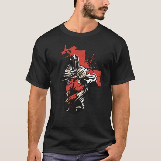 Saint George Christelijk Crusader Rode Kruis T-shirt (Voorkant)