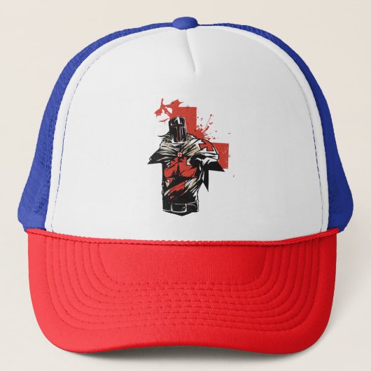Saint George Christelijk Crusader Rode Kruis Trucker Pet (Voorkant)