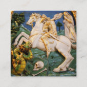 Saint George, draak en prinses White Pearl Vierkante Visitekaartje (Achterkant)