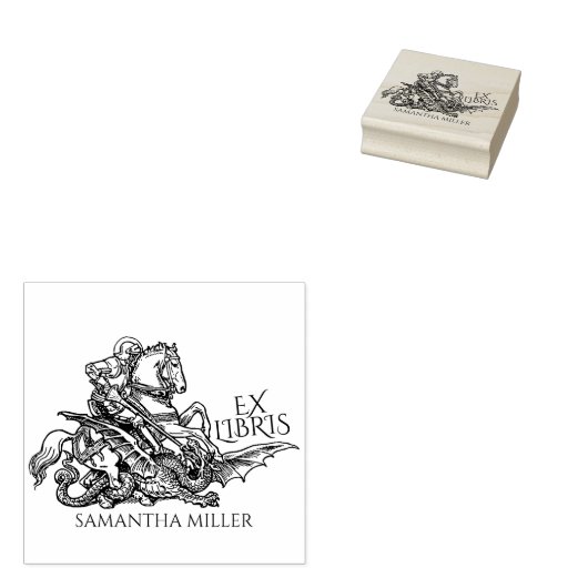 Saint George Drago ex Libris Bibliotheek Boek Rubberstempel (Gestempeld)