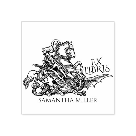 Saint George Drago ex Libris Bibliotheek Boek Rubberstempel (Afrduk)