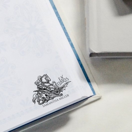  Saint George Drago ex Libris Bibliotheek Boek Rubberstempel