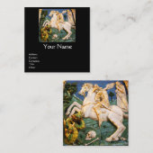 Saint George, Dragon en Princess Black Vierkante Visitekaartje (Voorkant / Achterkant)