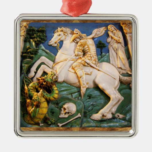 Saint George, Dragon en Princess Metalen Ornament (Voorkant)