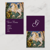 Saint George, Dragon en Princess Monogram paars Visitekaartje (Voorkant / Achterkant)