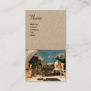 SAINT GEORGE, DRAGON EN PRINCESS Parchment Kraft Visitekaartje