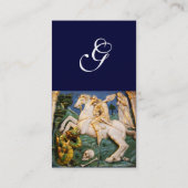 Saint George, Dragon en prinses Monogram blauw Visitekaartje (Achterkant)