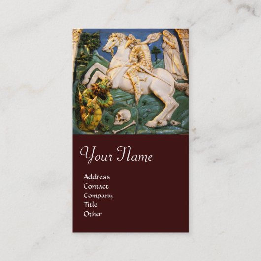 Saint George, Dragon en Prinses Monogram brown Visitekaartje (Voorkant)