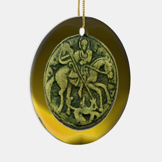 SAINT GEORGE, DRAGON/MADONNA EN KINDERMEDALLION KERAMISCH ORNAMENT (Rechts)