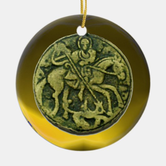 SAINT GEORGE, DRAGON/MADONNA EN KINDERMEDALLION KERAMISCH ORNAMENT (Voorkant)