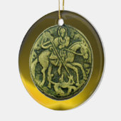 SAINT GEORGE, DRAGON/MADONNA EN KINDERMEDALLION KERAMISCH ORNAMENT (Links)