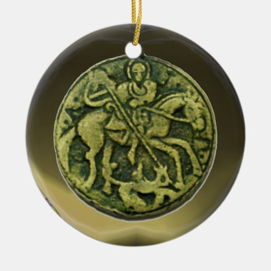 SAINT GEORGE, DRAGON/MADONNA EN KINDERMEDALLION KERAMISCH ORNAMENT (Voorkant)