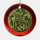 SAINT GEORGE, DRAGON/MADONNA EN KINDERMEDALLION KERAMISCH ORNAMENT (Voorkant)