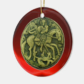 SAINT GEORGE, DRAGON/MADONNA EN KINDERMEDALLION KERAMISCH ORNAMENT (Links)