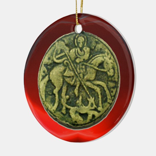 SAINT GEORGE, DRAGON/MADONNA EN KINDERMEDALLION KERAMISCH ORNAMENT (Links)