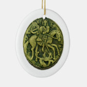 SAINT GEORGE, DRAGON/MADONNA EN KINDERMEDALLION KERAMISCH ORNAMENT (Rechts)