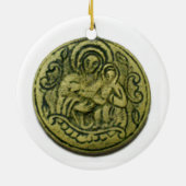 SAINT GEORGE, DRAGON/MADONNA EN KINDERMEDALLION KERAMISCH ORNAMENT (Achterkant)