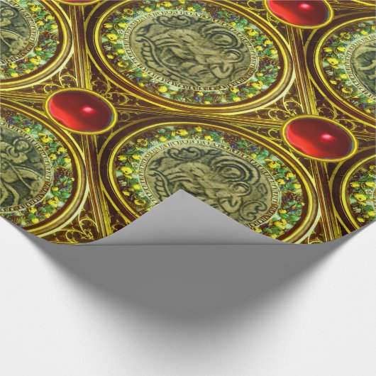 SAINT GEORGE, DRAGON /MADONNA EN KINDERrode Ruby Cadeaupapier (Hoek)