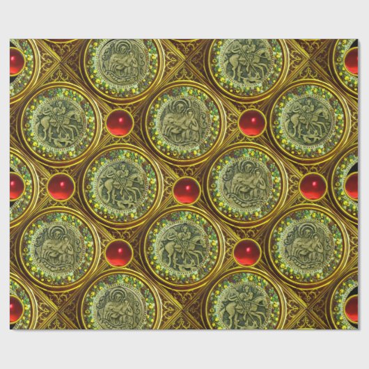 SAINT GEORGE, DRAGON /MADONNA EN KINDERrode Ruby Cadeaupapier (Vlak)