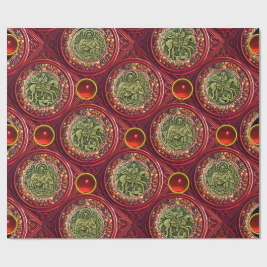 SAINT GEORGE, DRAGON /MADONNA EN KINDERrode Ruby Cadeaupapier (Vlak)