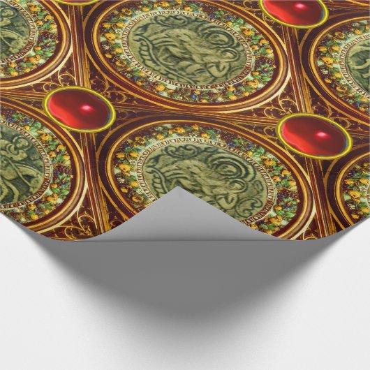 SAINT GEORGE, DRAGON /MADONNA EN KINDERrode Ruby Cadeaupapier (Hoek)