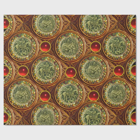 SAINT GEORGE, DRAGON /MADONNA EN KINDERrode Ruby Cadeaupapier (Vlak)