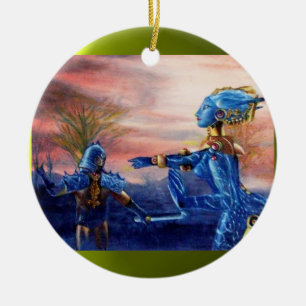 SAINT GEORGE EN ALIEN DRAGON KERAMISCH ORNAMENT