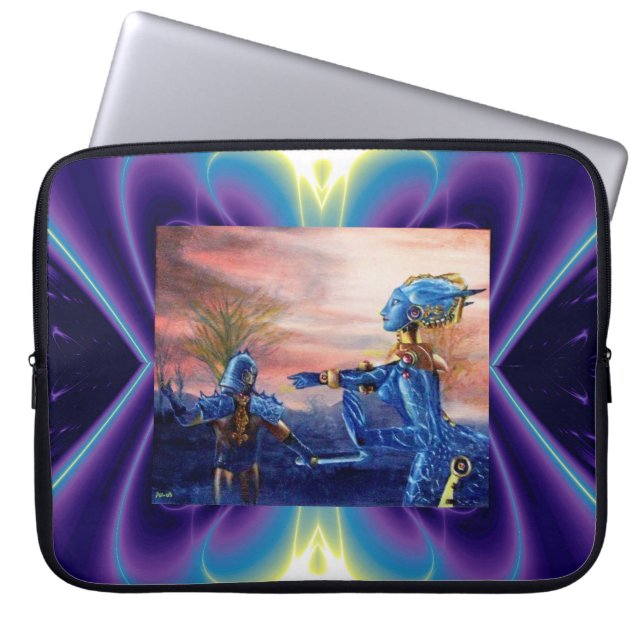 SAINT GEORGE EN ALIEN DRAGON LAPTOP SLEEVE (Voorkant)