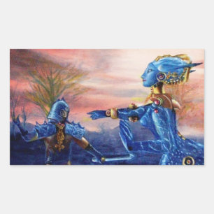 SAINT GEORGE EN ALIEN DRAGON RECHTHOEKIGE STICKER