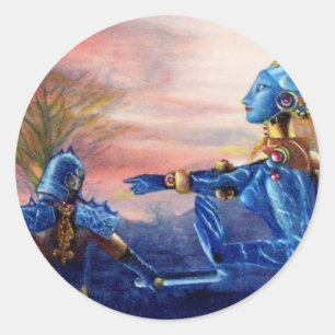 SAINT GEORGE EN ALIEN DRAGON RONDE STICKER