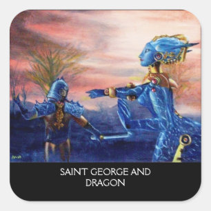 SAINT GEORGE EN ALIEN DRAGON VIERKANTE STICKER