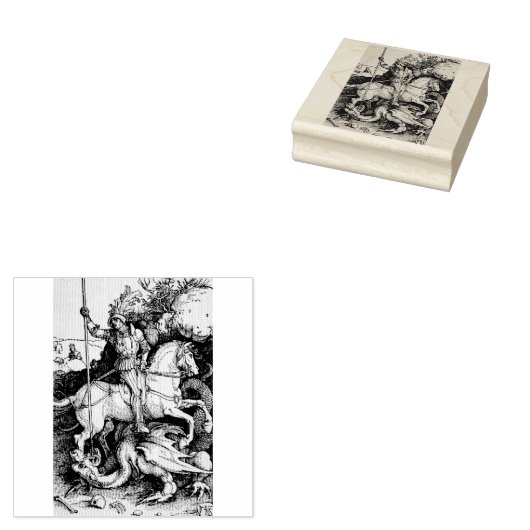 Saint George en de draak - Durer Rubberstempel (Gestempeld)