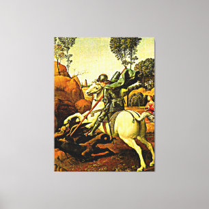 Saint George en de Draak, mooi kunstschilderij, Canvas Afdruk