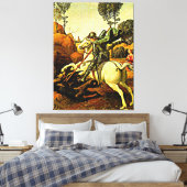 Saint George en de Draak, mooi kunstschilderij, Canvas Afdruk (Insitu (Slaapkamer))