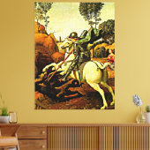 Saint George en de Draak, mooi kunstschilderij, Canvas Afdruk (Insitu (Woonkamer))