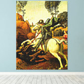 Saint George en de Draak, mooi kunstschilderij, Canvas Afdruk (Insitu (Houten vloer))